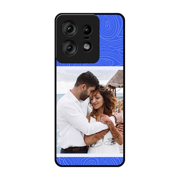 Motorola Edge 50 Pro 5G Custom Glass Phone CaseCurved Line Art With Blue And White Design Motorola Edge 50 Pro 5G Custom Glass Phone CaseCurved Line Art With Blue And White Design