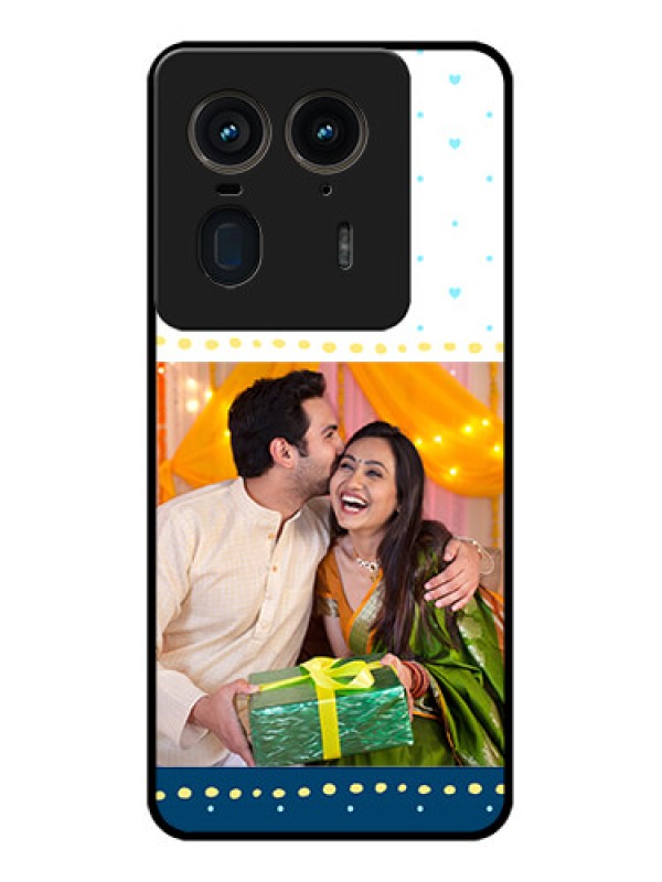 Custom Motorola Edge 50 Ultra 5G Custom Glass Phone CaseWhite And Blue Abstract Design