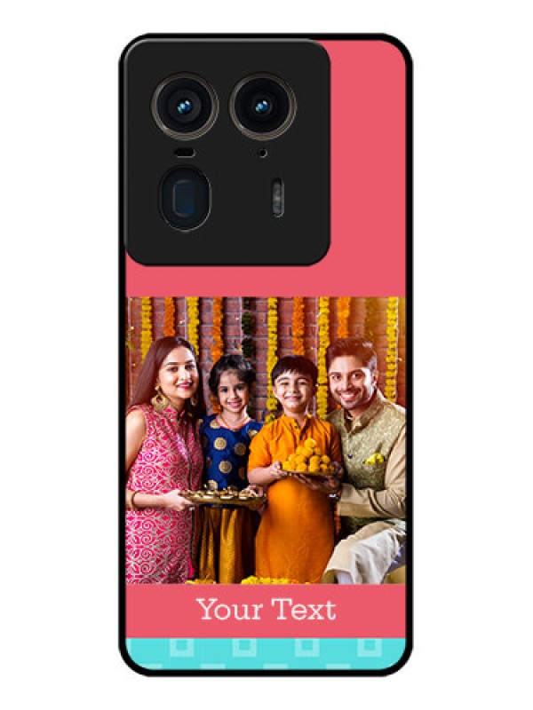 Custom Motorola Edge 50 Ultra 5G Custom Glass Phone CasePeach and Blue Color Design