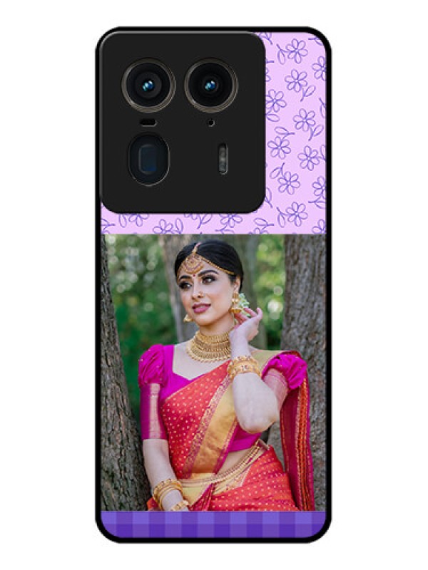 Custom Motorola Edge 50 Ultra 5G Custom Glass Phone CasePurple Floral Design