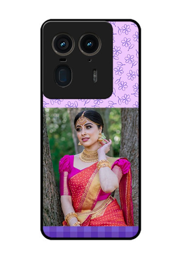 Motorola Edge 50 Ultra 5G Custom Glass Phone CasePurple Floral Design
