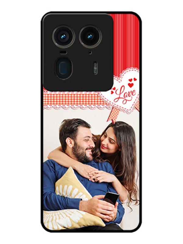 Custom Motorola Edge 50 Ultra 5G Custom Glass Phone CaseRed Love Pattern Design