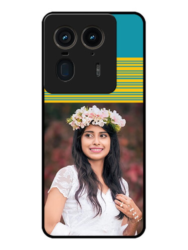 Custom Motorola Edge 50 Ultra 5G Custom Glass Phone CaseYellow and Blue Design