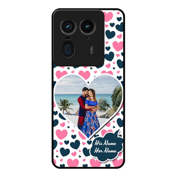 Motorola Edge 50 Ultra 5G Custom Glass Phone CasePink and Blue Heart Design Motorola Edge 50 Ultra 5G Custom Glass Phone CasePink and Blue Heart Design