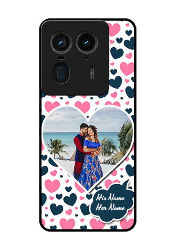 Motorola Edge 50 Ultra 5G Custom Glass Phone CasePink and Blue Heart Design