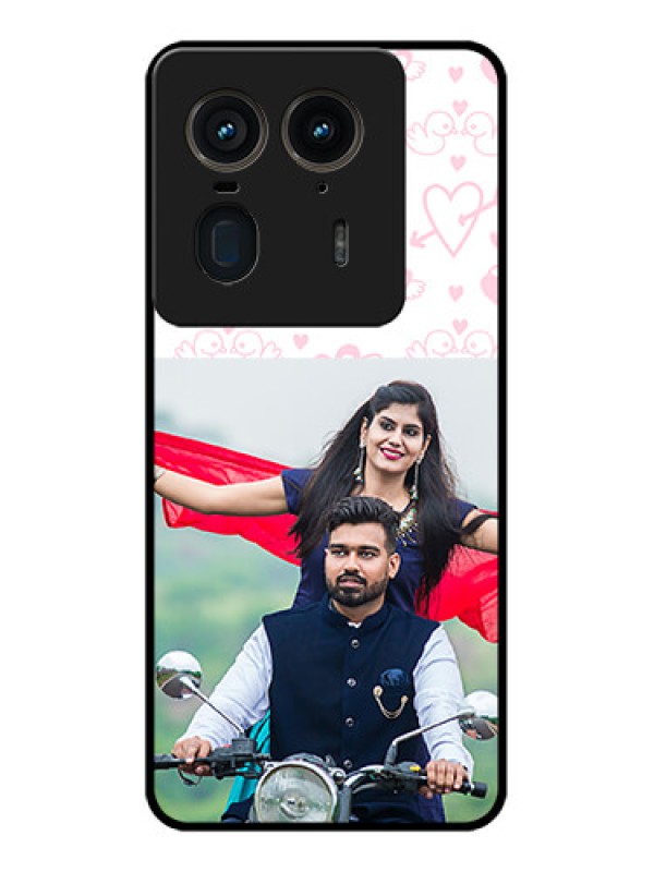 Custom Motorola Edge 50 Ultra 5G Custom Glass Phone CasePink Flying Heart Design