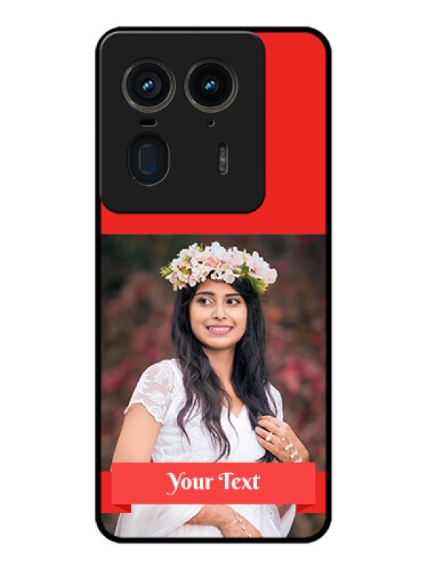 Custom Motorola Edge 50 Ultra 5G Custom Glass Phone CaseSimple Red Color Design