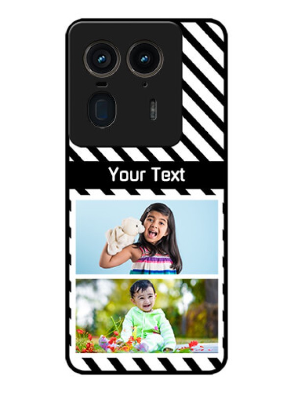 Custom Motorola Edge 50 Ultra 5G Custom Glass Phone CaseBlack And White Stripes Design