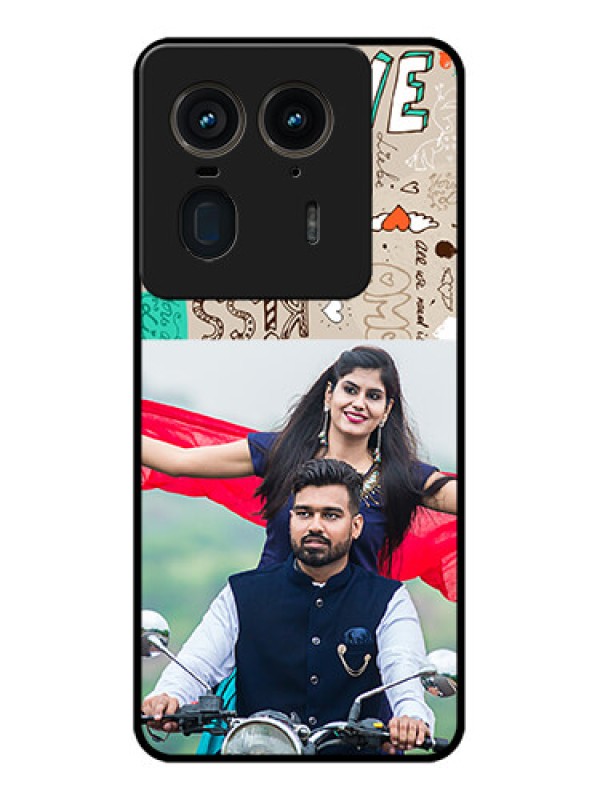 Custom Motorola Edge 50 Ultra 5G Custom Glass Phone CaseLove Doodle Pattern