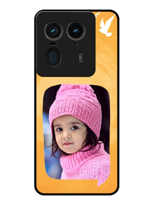 Custom Motorola Edge 50 Ultra 5G Custom Glass Phone CaseWater Color Design With Bird Icons