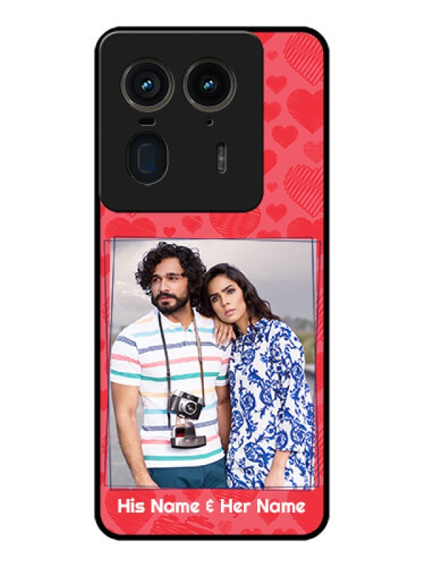 Custom Motorola Edge 50 Ultra 5G Custom Glass Phone CaseWith Red Heart Symbols Design