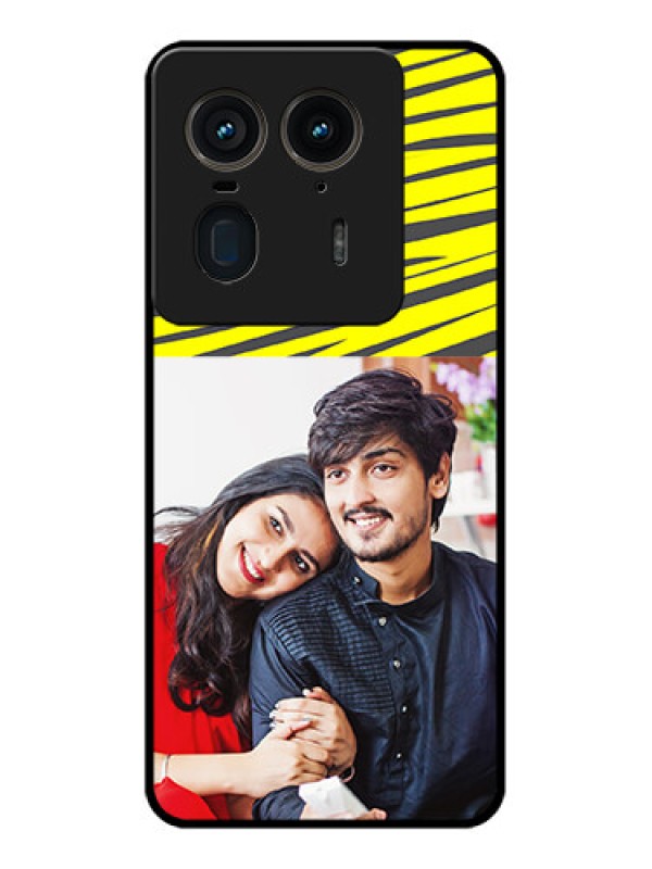 Custom Motorola Edge 50 Ultra 5G Custom Glass Phone CaseYellow Abstract Design