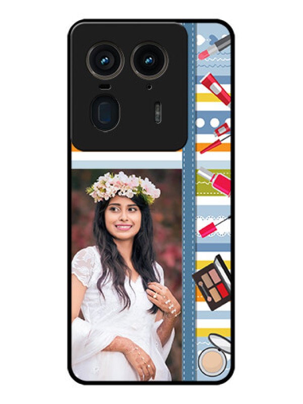 Custom Motorola Edge 50 Ultra 5G Custom Glass Phone CaseMakeup Icons Design