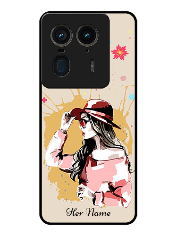 Custom Motorola Edge 50 Ultra 5G Custom Glass Phone CaseWomen With Pink Hat Design