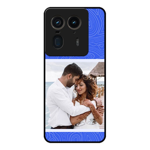 Motorola Edge 50 Ultra 5G Custom Glass Phone CaseCurved Line Art With Blue And White Design Motorola Edge 50 Ultra 5G Custom Glass Phone CaseCurved Line Art With Blue And White Design