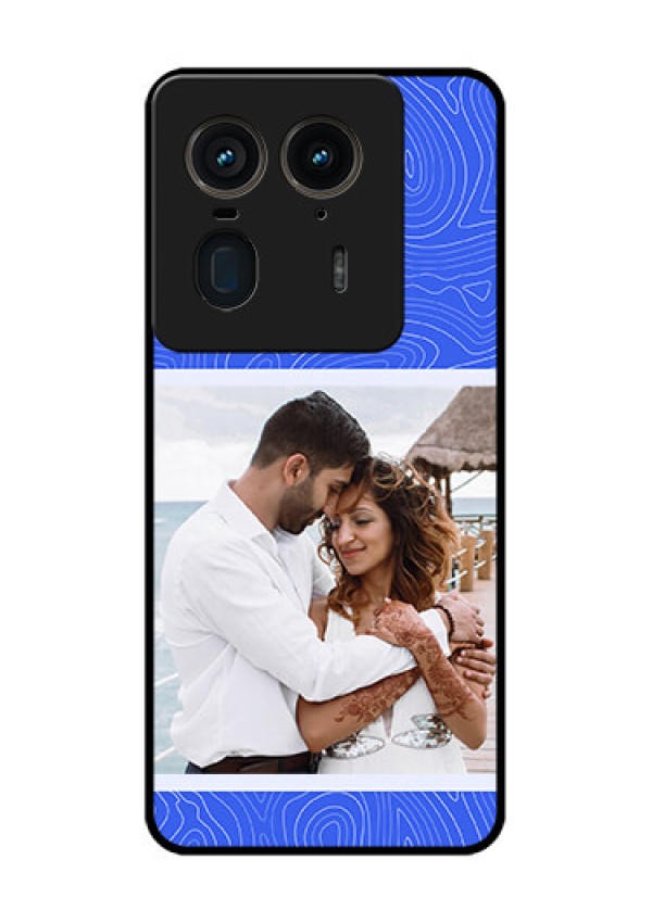 Motorola Edge 50 Ultra 5G Custom Glass Phone CaseCurved Line Art With Blue And White Design