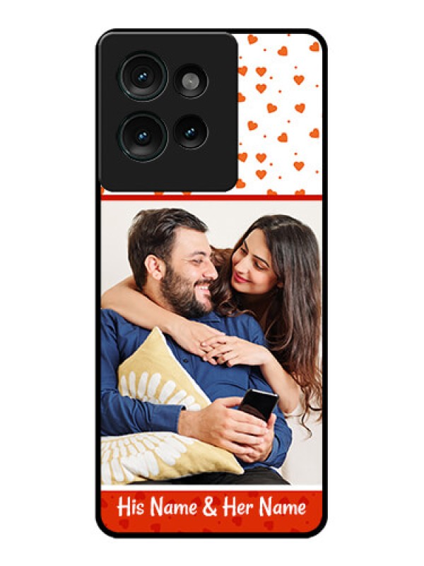 Custom Motorola Edge 50 Custom Glass Phone CaseOrange Love Symbol Design