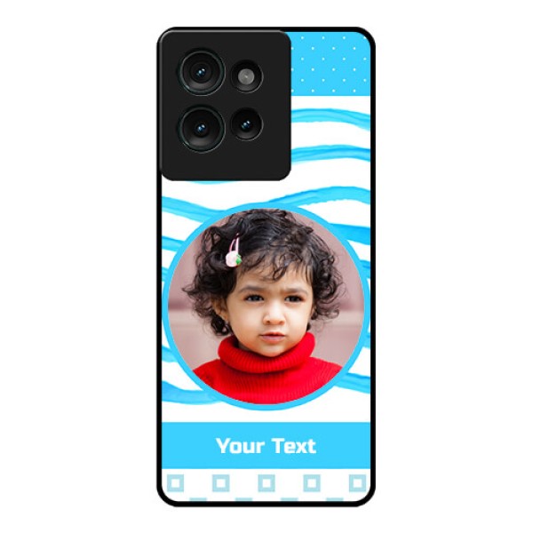 Motorola Edge 50 Custom Glass Phone CaseSimple Blue Case Design