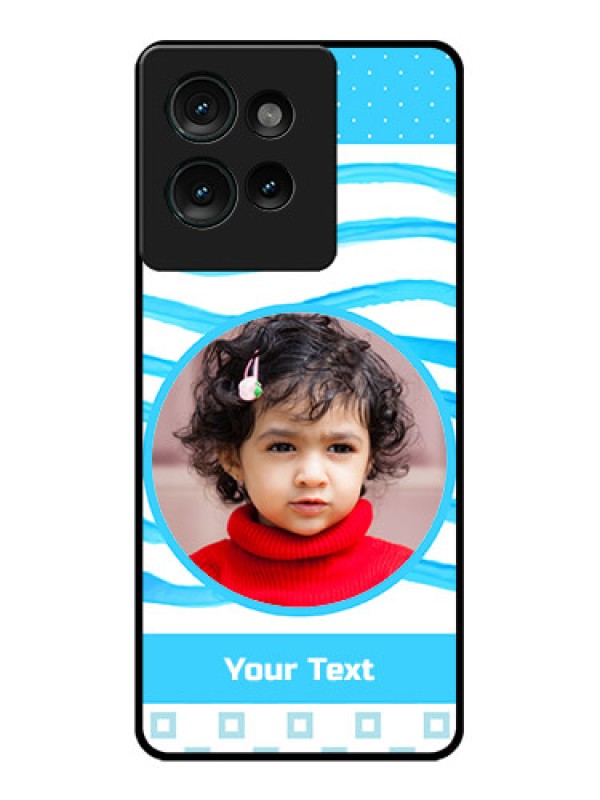 Custom Motorola Edge 50 Custom Glass Phone CaseSimple Blue Case Design