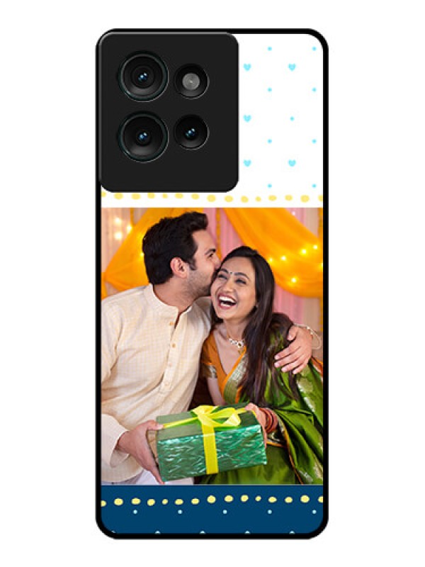 Custom Motorola Edge 50 Custom Glass Phone CaseWhite And Blue Abstract Design