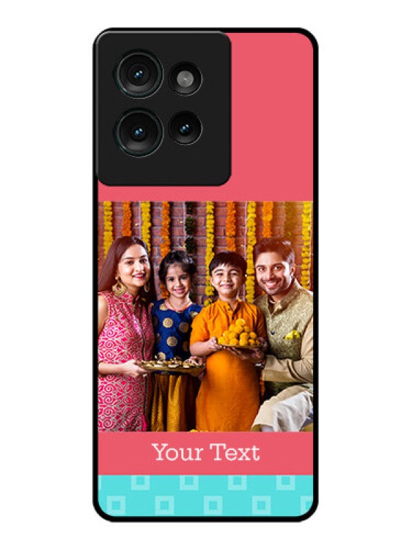 Custom Motorola Edge 50 Custom Glass Phone CasePeach and Blue Color Design