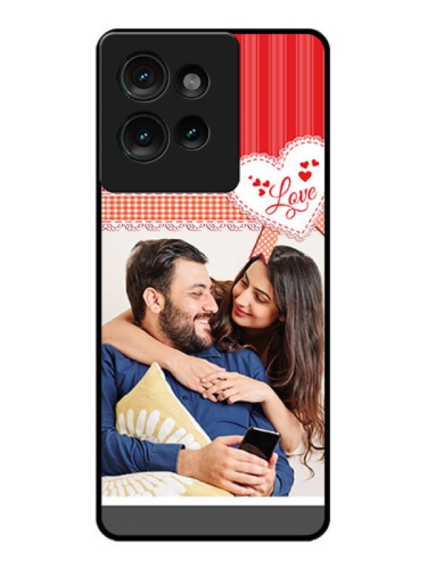 Custom Motorola Edge 50 Custom Glass Phone CaseRed Love Pattern Design