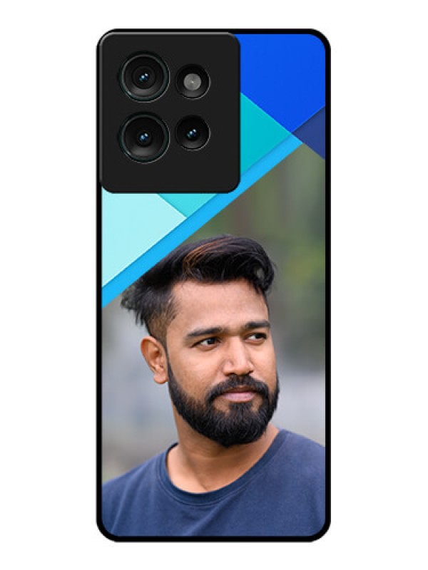 Custom Motorola Edge 50 Custom Glass Phone CaseBlue Pattern Design