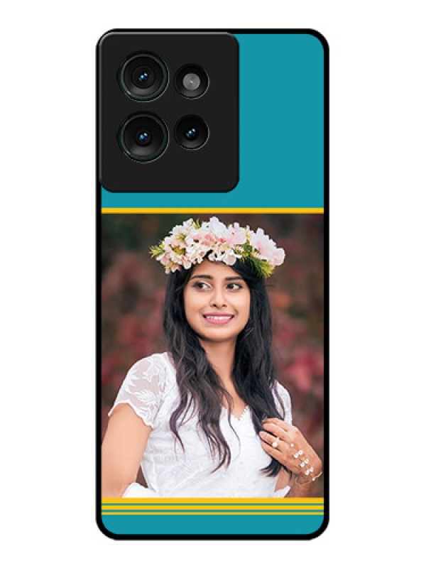 Custom Motorola Edge 50 Custom Glass Phone CaseYellow and Blue Design