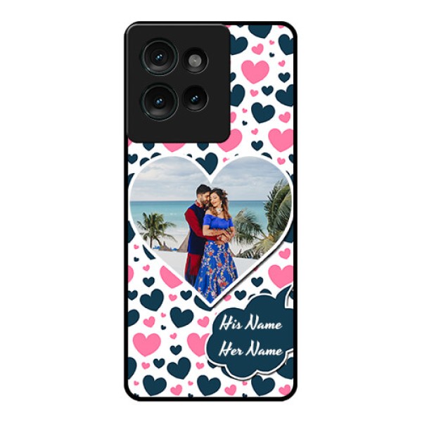Motorola Edge 50 Custom Glass Phone CasePink and Blue Heart Design Motorola Edge 50 Custom Glass Phone CasePink and Blue Heart Design