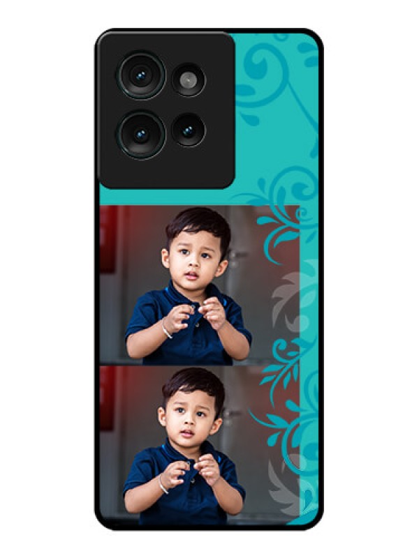 Custom Motorola Edge 50 Custom Glass Phone CaseWith Photo And Green Floral Design