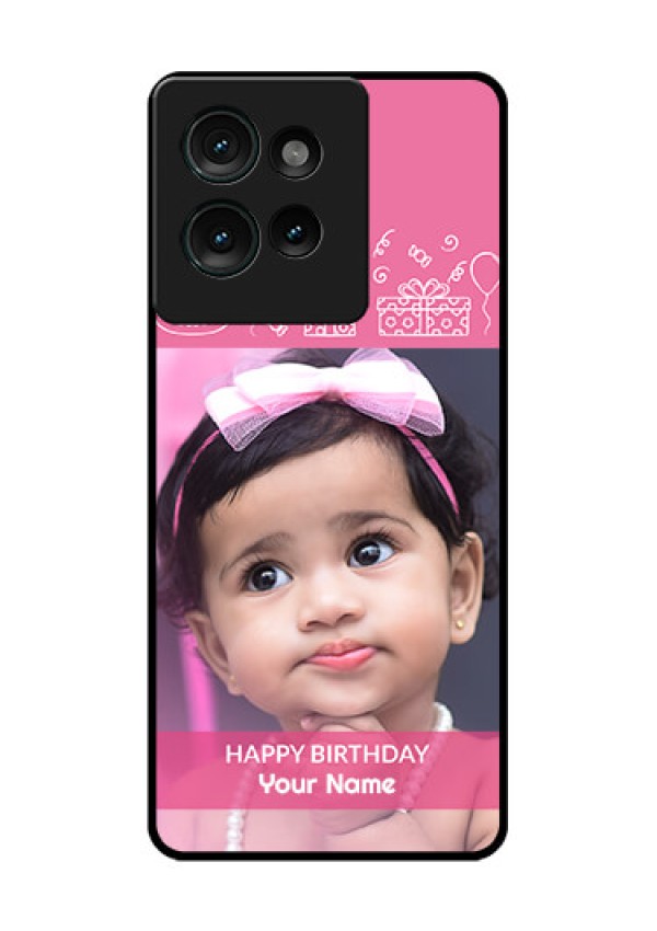 Motorola Edge 50 Custom Glass Phone CaseWith Birthday Line Art Design