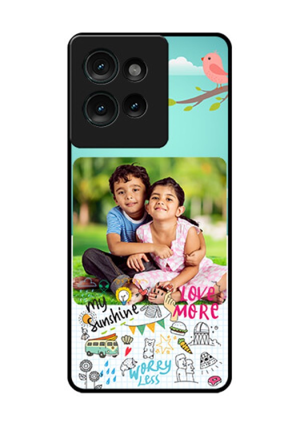 Motorola Edge 50 Custom Glass Phone CaseDoodle Love Design