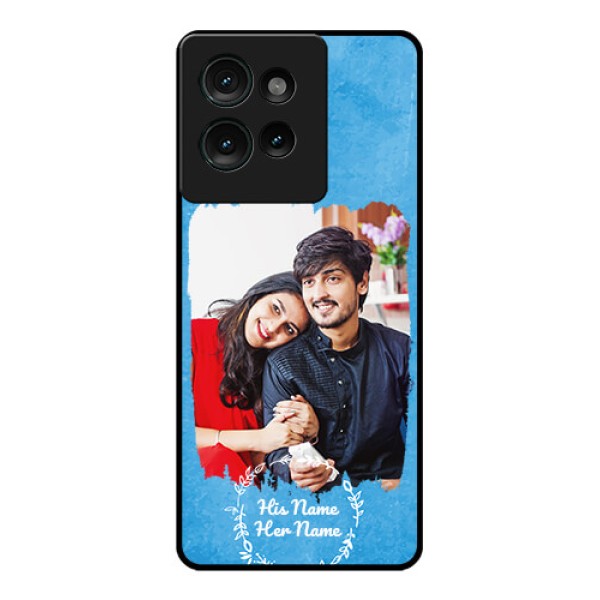 Motorola Edge 50 Custom Glass Phone Case - Blue Color Vintage Design Motorola Edge 50 Custom Glass Phone Case - Blue Color Vintage Design