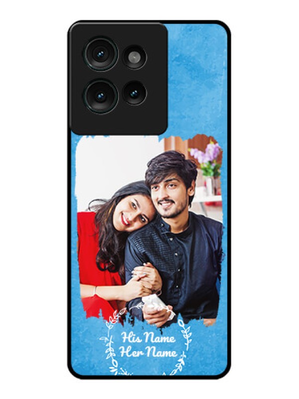 Custom Motorola Edge 50 Custom Glass Phone Case - Blue Color Vintage Design