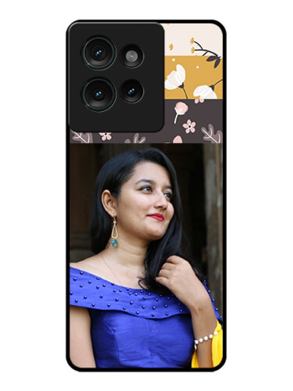 Custom Motorola Edge 50 Custom Glass Phone CaseStylish Floral Design