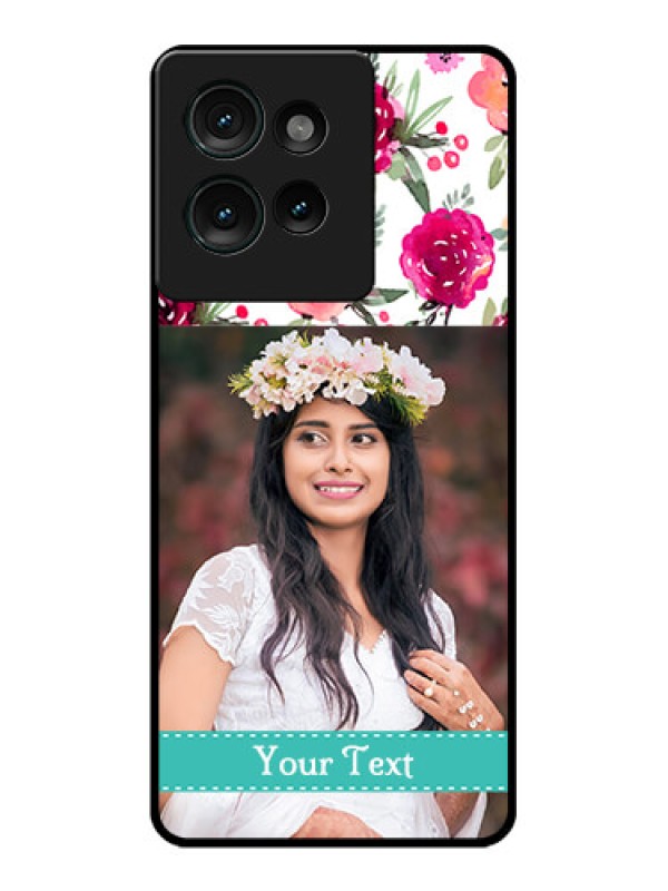 Custom Motorola Edge 50 Custom Glass Phone CaseWater Colors Floral Design