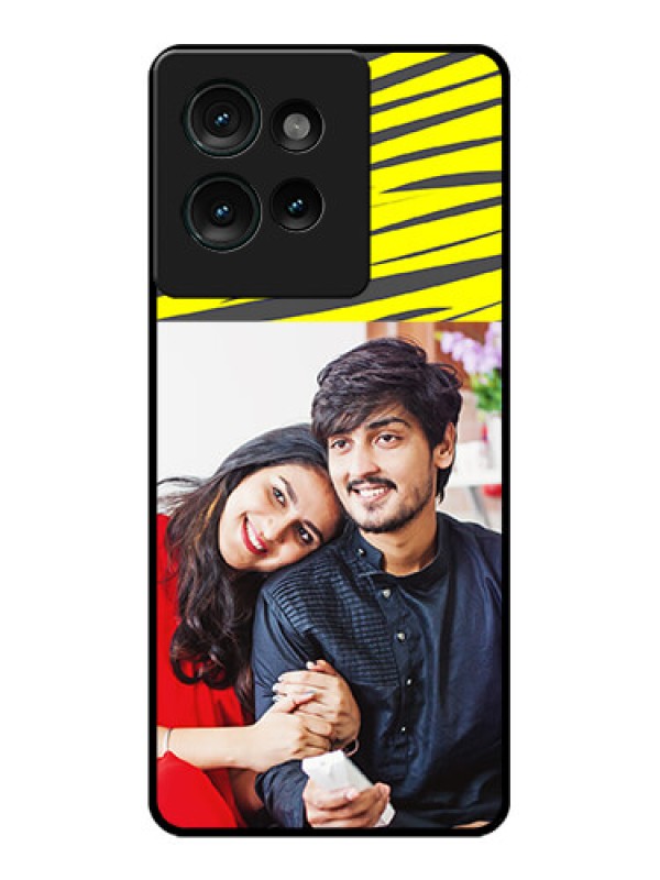 Custom Motorola Edge 50 Custom Glass Phone CaseYellow Abstract Design