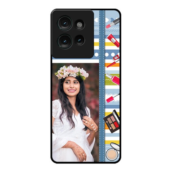 Motorola Edge 50 Custom Glass Phone CaseMakeup Icons Design