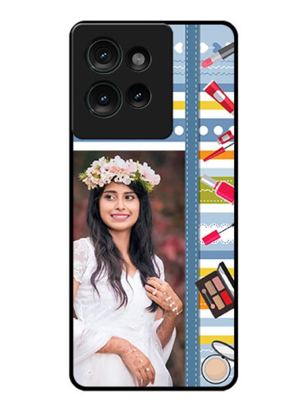 Custom Motorola Edge 50 Custom Glass Phone CaseMakeup Icons Design