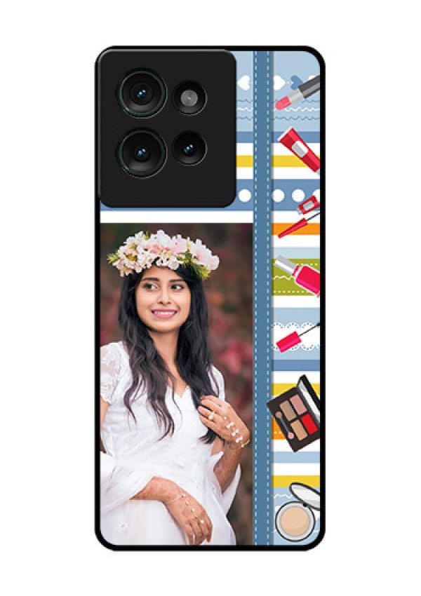 Motorola Edge 50 Custom Glass Phone CaseMakeup Icons Design