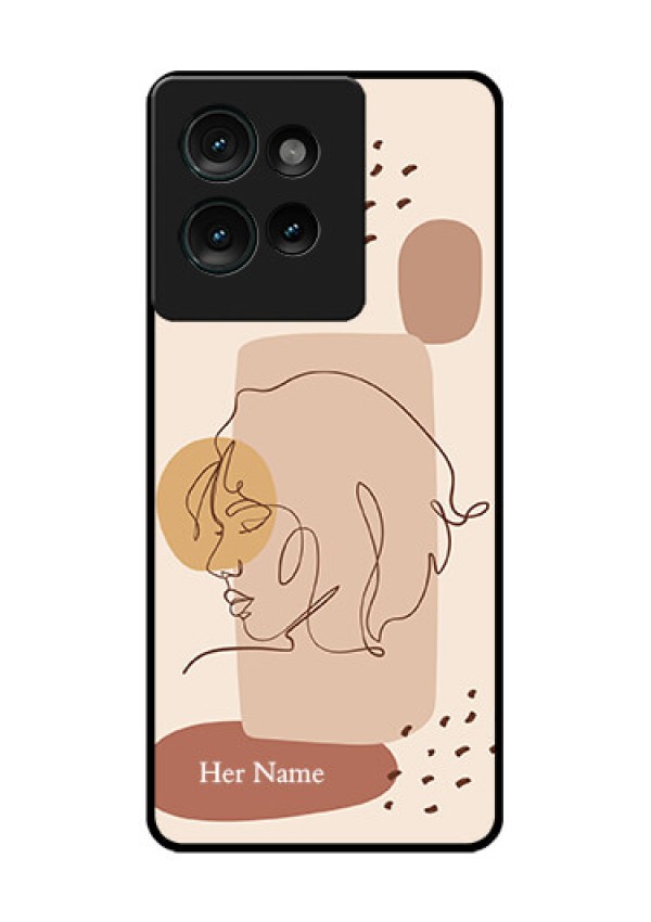 Motorola Edge 50 Custom Glass Phone CaseCalm Woman Line Art Design