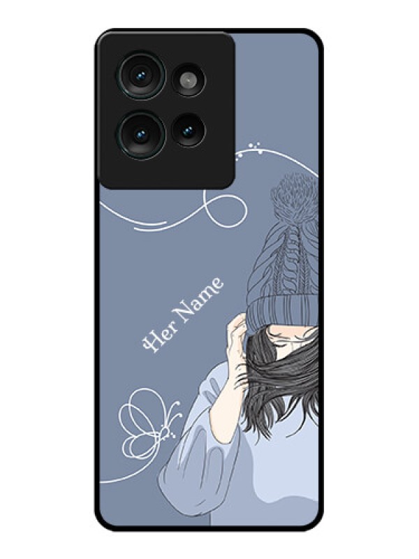Custom Motorola Edge 50 Custom Glass Phone CaseGirl In Winter Outfit Design