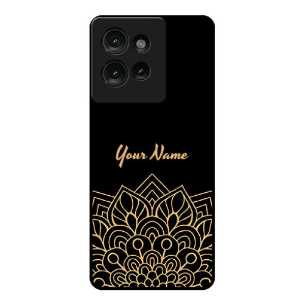 Motorola Edge 50 Custom Glass Phone CaseGolden Mandala Design