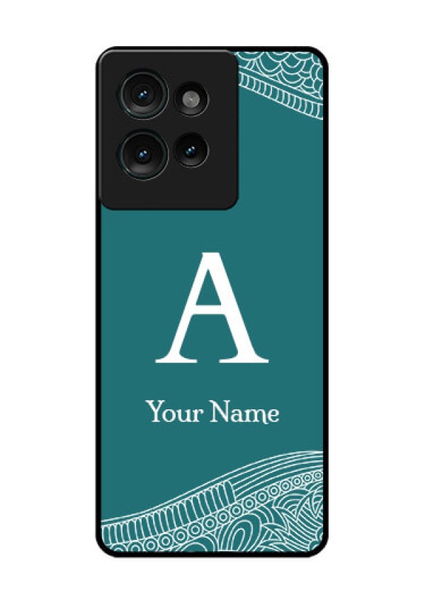 Motorola Edge 50 Custom Glass Phone CaseLine Art Pattern With Custom Name Design