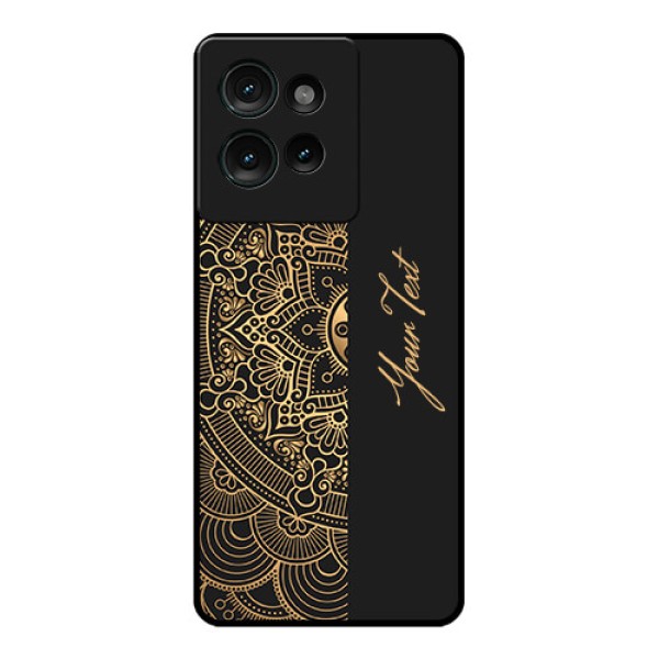 Motorola Edge 50 Custom Glass Phone CaseMandala Art With Custom Text Design