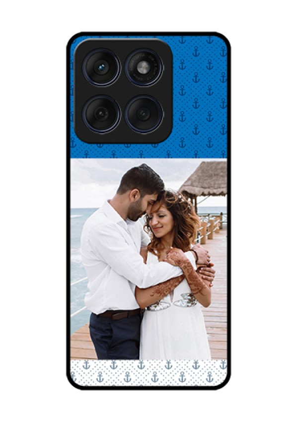 Edge 60 Fusion Custom Glass Phone Case - Blue Anchors Design