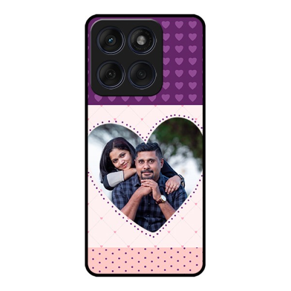 Edge 60 Fusion Custom Glass Phone Case - Violet Love Dots Design
