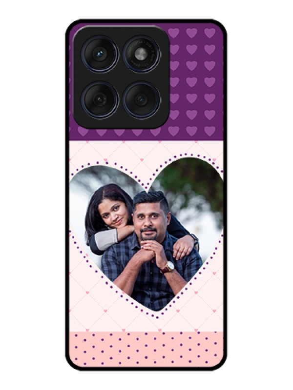 Custom Edge 60 Fusion Custom Glass Phone Case - Violet Love Dots Design