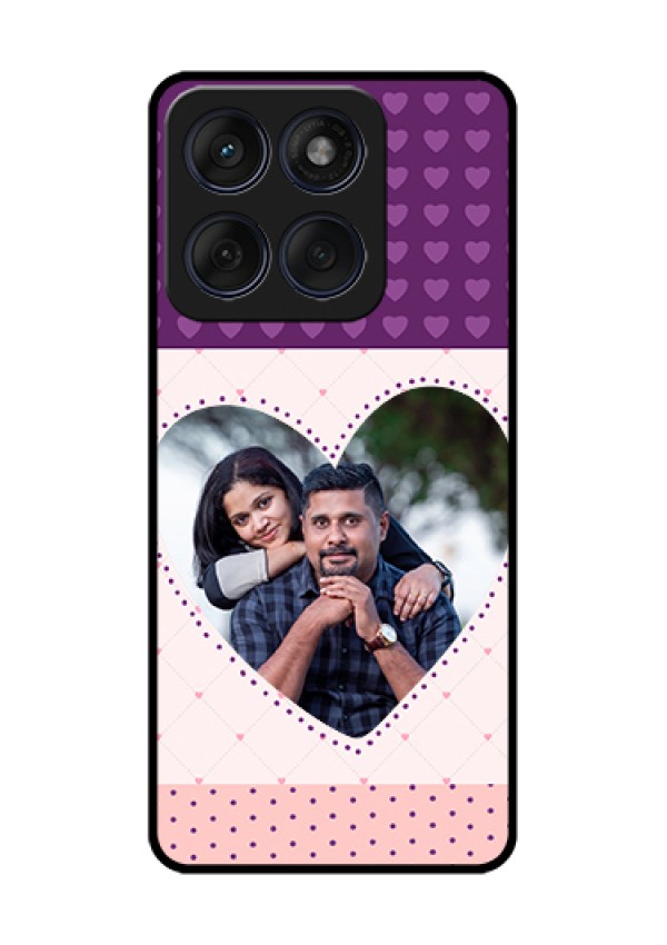 Edge 60 Fusion Custom Glass Phone Case - Violet Love Dots Design