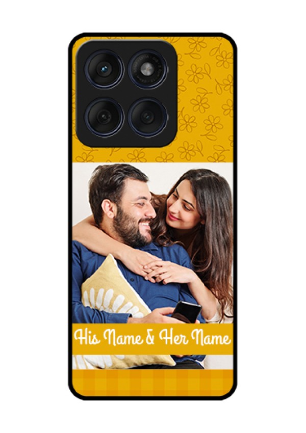 Edge 60 Fusion Custom Glass Phone Case - Yellow Floral Design